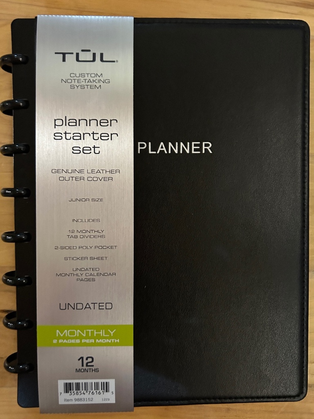 TUL® Discbound Monthly Planner Set, Undated, Junior Size, Leather Cover